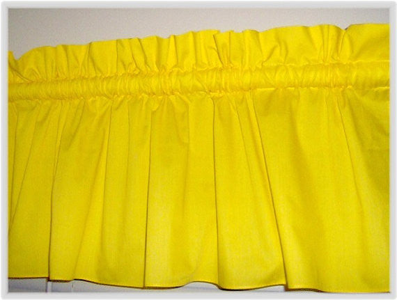 Solid Bright yellow Valance Curtain Window Treatment, 58 Inches Wide Custom rod Pocket and long. Free Ship
