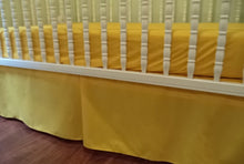 Load image into Gallery viewer, Solid Gold yellow Crib Skirt Tailored, Box Pleat. baby Cribs. Fits Toddler&#39;s Bed. 4 Sided box Pleat . Free Shipping. Size 10&quot;,14&quot; or 21&quot;
