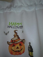 Load image into Gallery viewer, Happy Halloween valance curtain, Lantern, Spider, Bat, Pumpkin, Harvest window treatment
