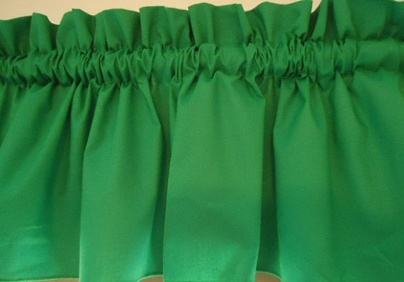Kelly green Valance Curtain Window Treatment, 58 Inches Wide Custom rod Pocket and long. f.shipping