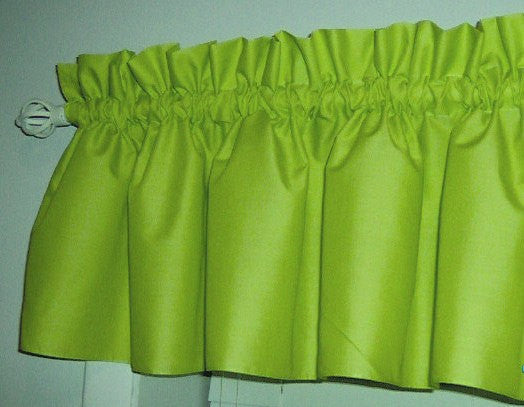Solid lime green Valance Curtain Window Treatment, 58 Inches Wide Custom rod Pocket and long. Free Shipping