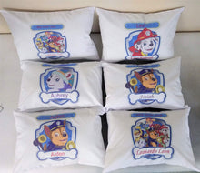 Load image into Gallery viewer, Paw Patrol Personalized boy &amp; girl PILLOWCASE with pillow, Size 12&quot;x 16&quot;, throw pillow, travel, bed, stroller, Toddlers. Kids, daycare nap. Custom, Kids Birthday Gift
