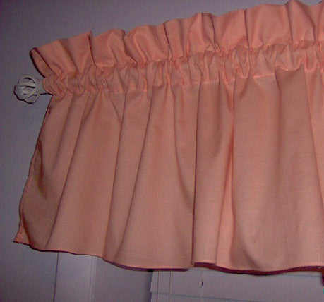 Peach Valance Curtain Window Treatment, 58 Inches Wide Custom rod Pocket and long. free shipping