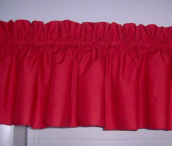Red Valance Curtain Window Treatment, 58 Inches Wide Custom rod Pocket and long. free shipping
