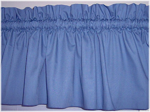 Slate Blue Valance Curtain Window Treatment, 58 Inches Wide Custom rod Pocket and long. free shipping