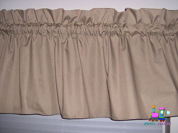 Khaki tan Valance Curtain Window Treatment, 58 Inches Wide Custom rod Pocket and long. free shipping
