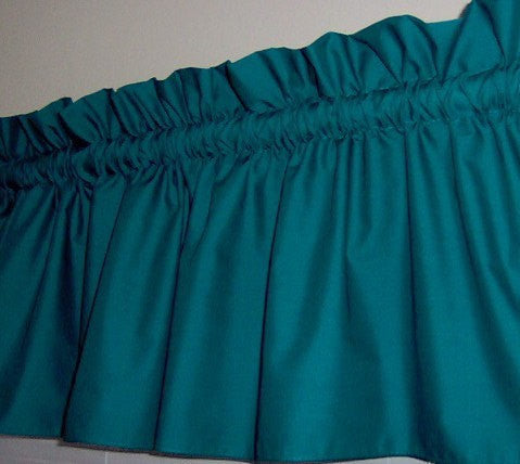 Teal Valance Curtain Window Treatment, 58 Inches Wide Custom rod Pocket and long. free shipping